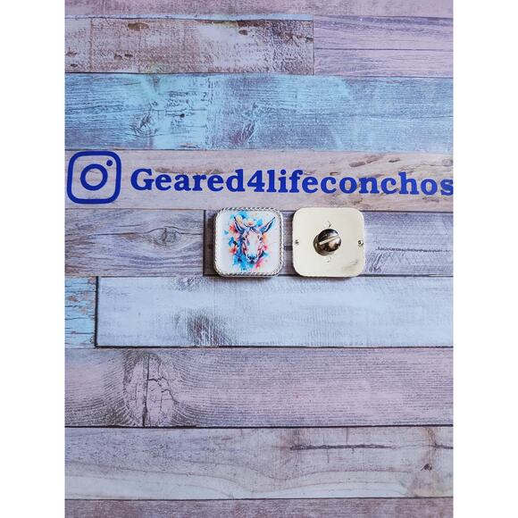 Mule art conchos leather working, leather conchos for tack, mule tack concho set - Picture 2 of 6